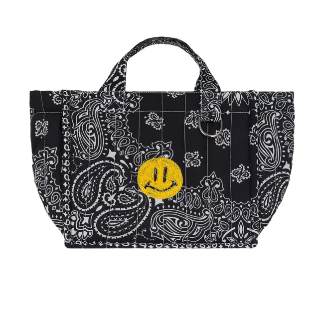 Mini Cabas Happy Face Coton | Noir