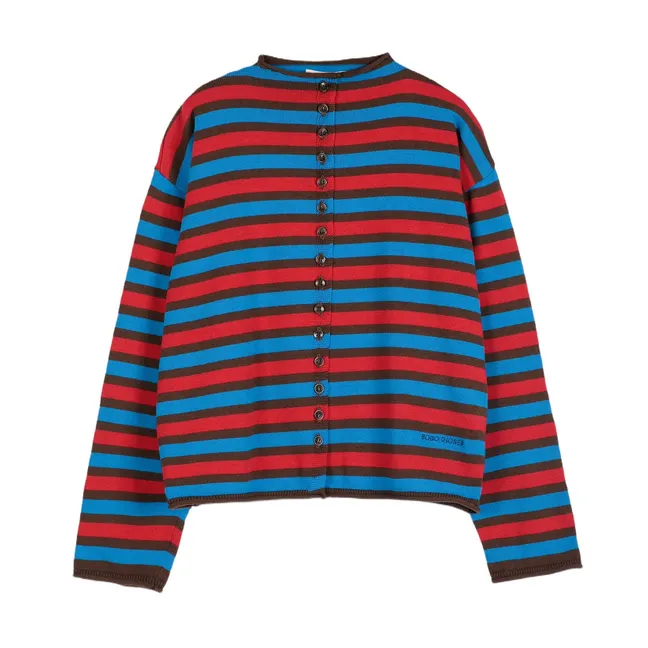 Cardigan Rayures Coton Bio | Rouge