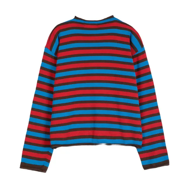 Cardigan Rayures Coton Bio | Rouge