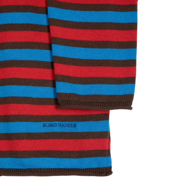 Cardigan Rayures Coton Bio | Rouge