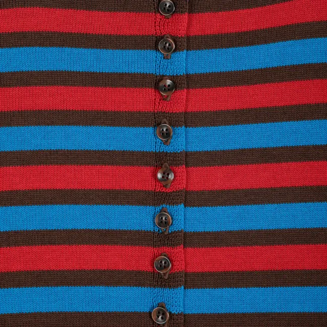 Cardigan Rayures Coton Bio | Rouge