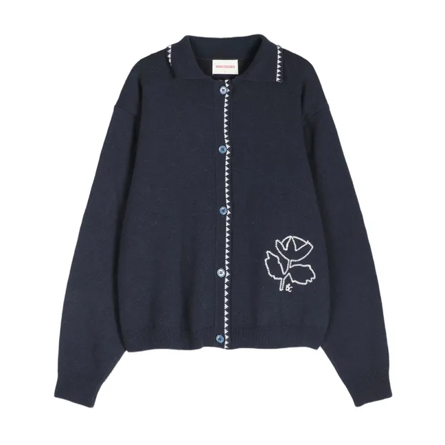 Cardigan Vibrant Flower | Bleu marine