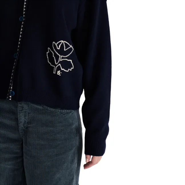 Cardigan Vibrant Flower | Bleu marine