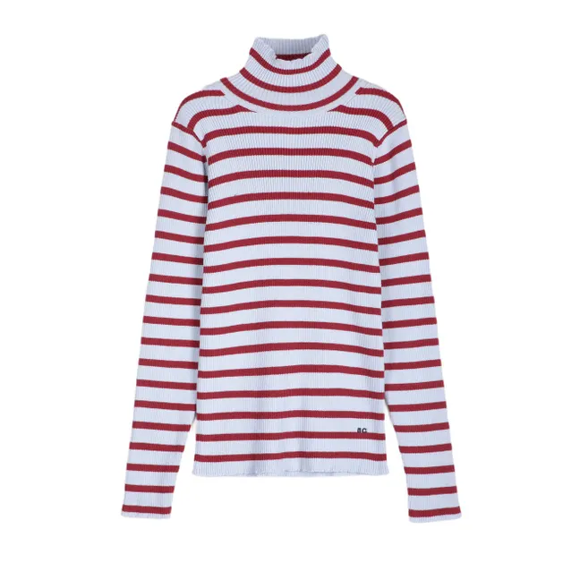 Pull Rayures Coton Bio et Laine Mérinos | Bleu ciel