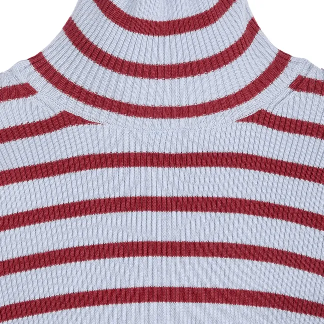 Pull Rayures Coton Bio et Laine Mérinos | Bleu ciel
