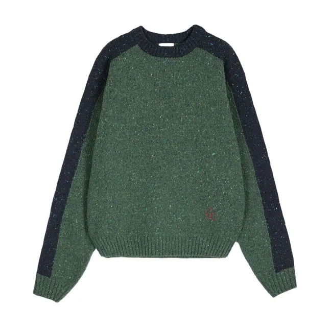 Pull Color Block Laine | Vert foncé