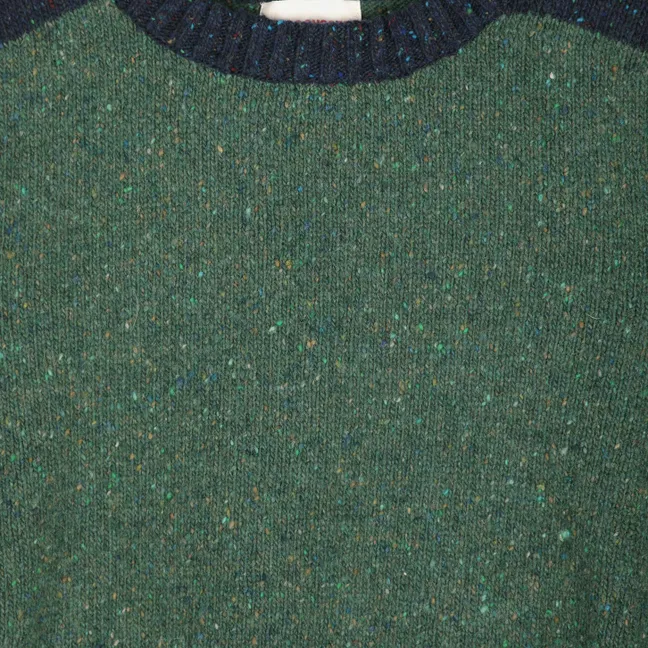 Pull Color Block Laine | Vert foncé