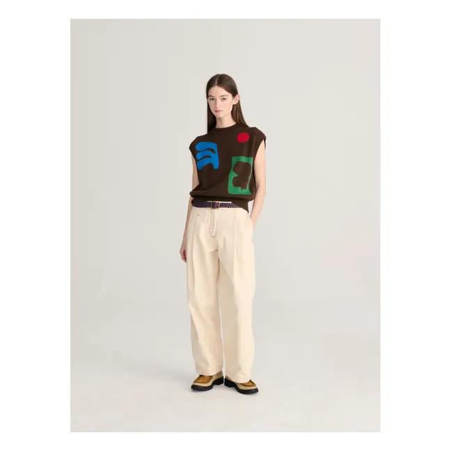 Pull Jacquard Coton Bio | Marron foncé