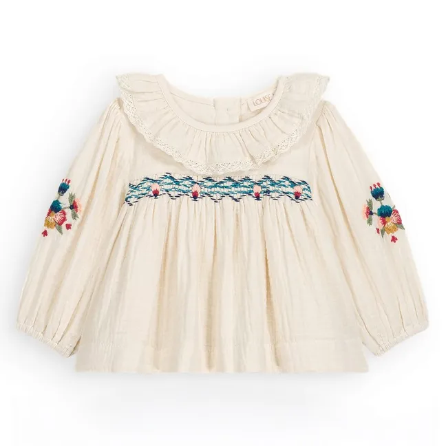 Ensemble Blouse et Bloomer Helia Gaze de Coton Bio | Crème