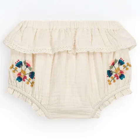 Ensemble Blouse et Bloomer Helia Gaze de Coton Bio | Crème
