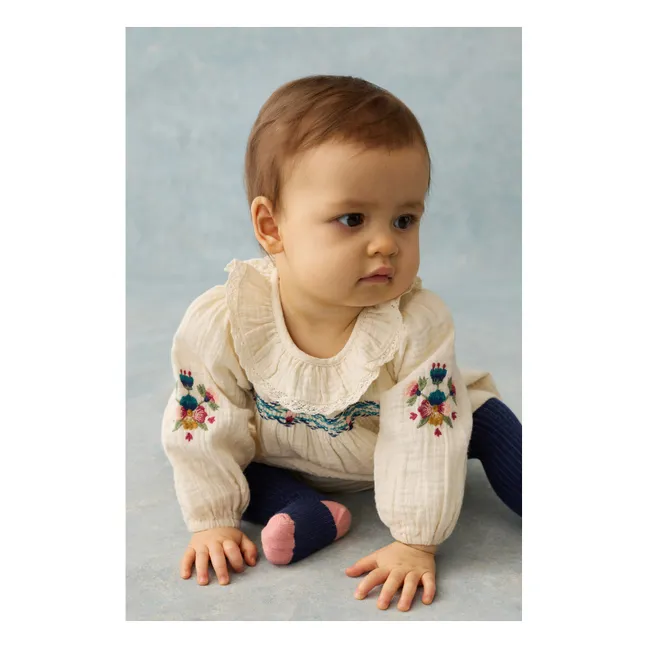 Helia Organic Cotton Gaze Blouse and Bloomer Set | Cream