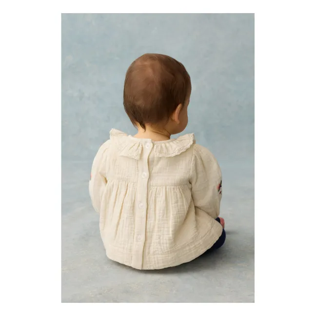Ensemble Blouse et Bloomer Helia Gaze de Coton Bio | Crème