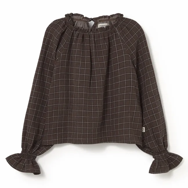 Blusa Artis Carreaux Algodón Ecológico | Marrón oscuro
