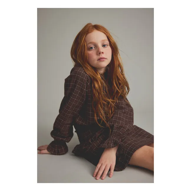 Blusa Artis Carreaux Algodón Ecológico | Marrón oscuro