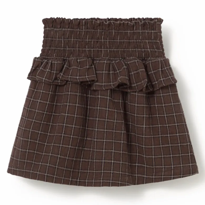Jupe Baia Carreaux Coton Bio | Marron foncé- Image produit n°0