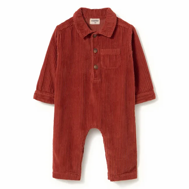 Blai Corduroy Organic Cotton Jumpsuit | Dark red