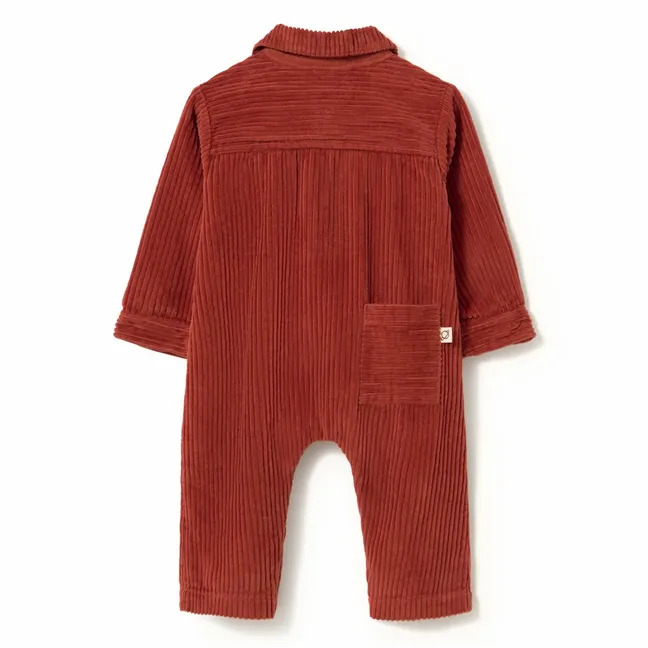 Blai Corduroy Organic Cotton Jumpsuit | Dark red
