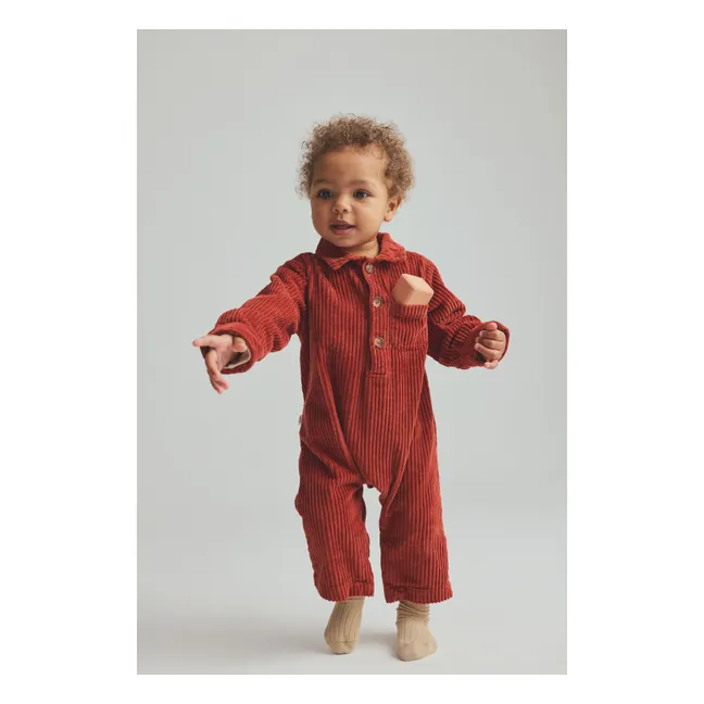 Blai Corduroy Organic Cotton Jumpsuit | Dark red