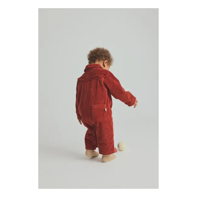 Blai Corduroy Organic Cotton Jumpsuit | Dark red