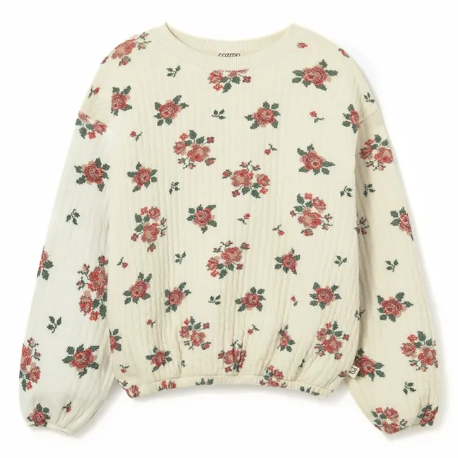 Sweat Celia Fleurs Coton Bio | Ivoire
