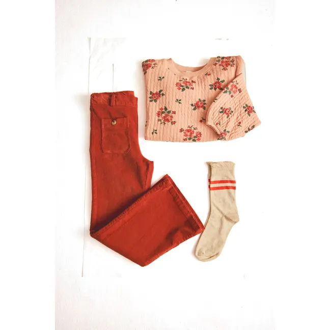 Sweat Celia Fleurs Coton Bio | Rose pêche