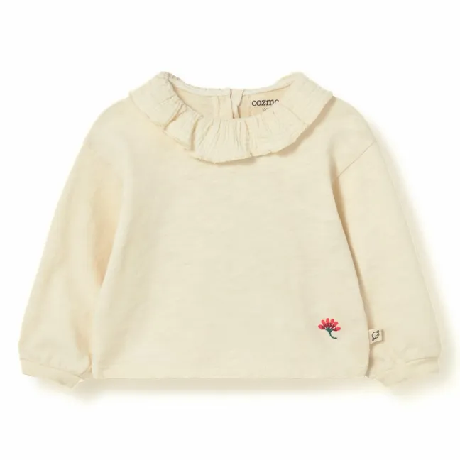 T-shirt Col Volants Clara | Ivoire