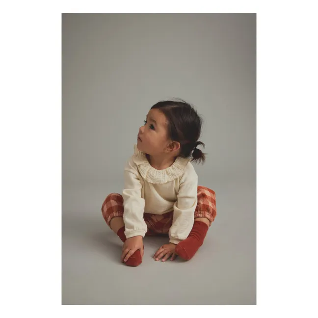 T-shirt Col Volants Clara | Ivoire
