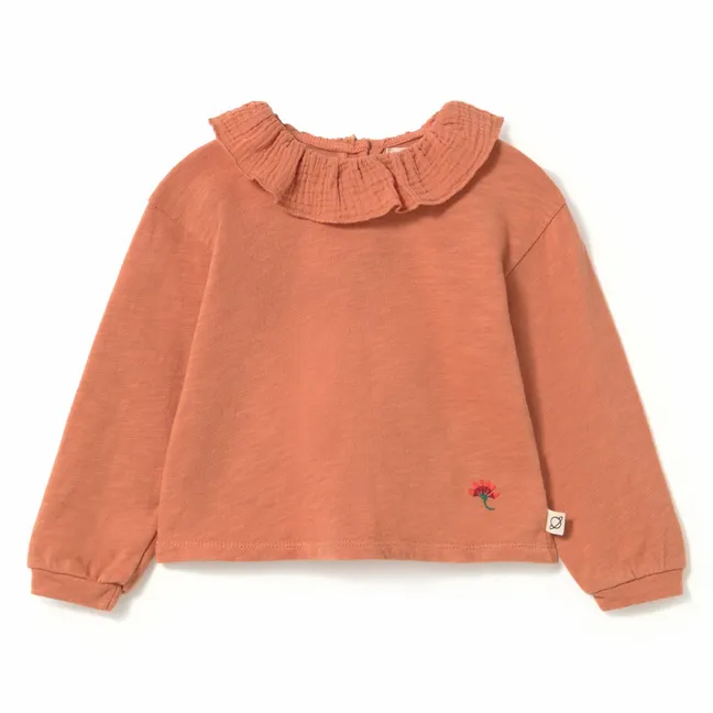T-shirt Col Volants Clara | Corail