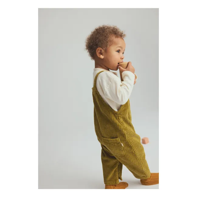 Dax organic cotton corduroy overalls | Pale green