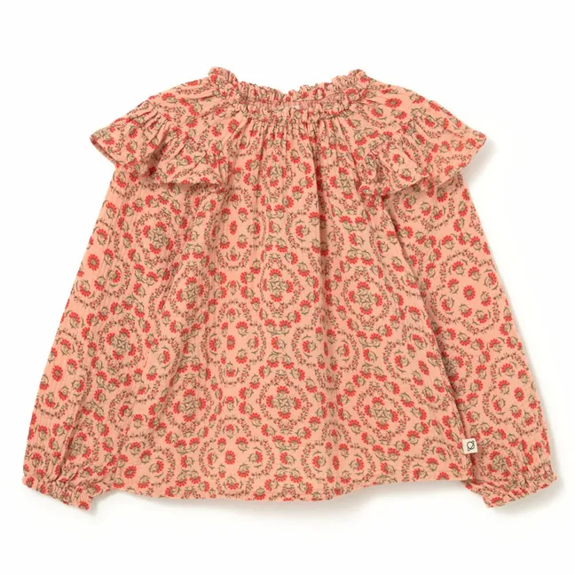 Blouse Volants Elda Fleurie | Rose pêche