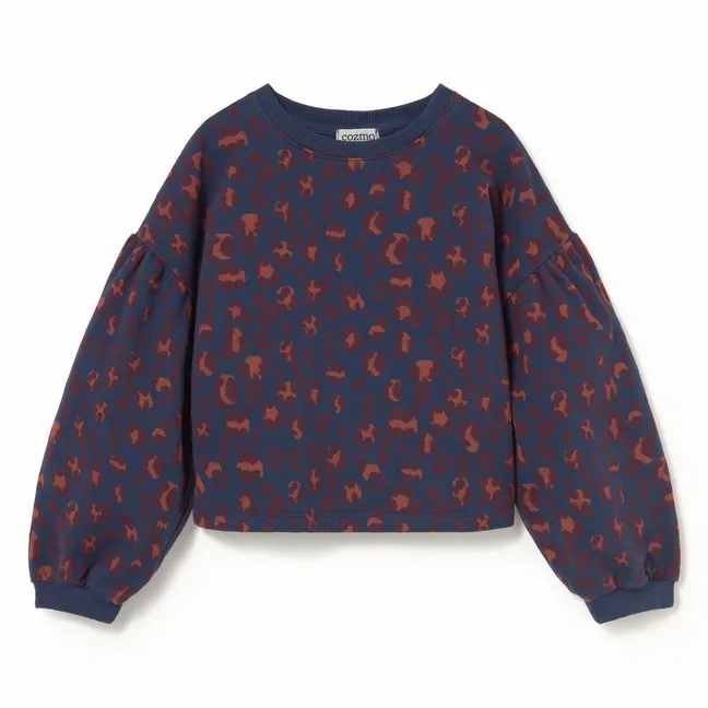 Sweat Elia Léopard Coton Bio | Bleu marine