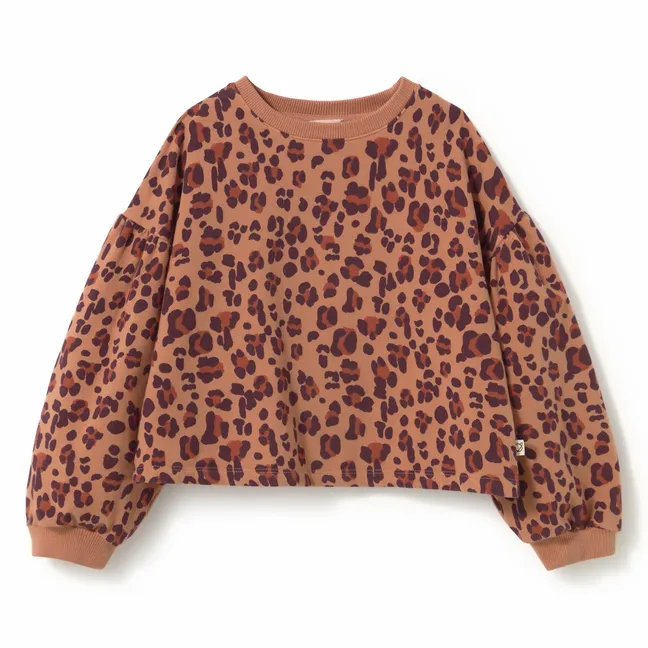 Elia Leopard Organic Cotton Sweatshirt | Coral