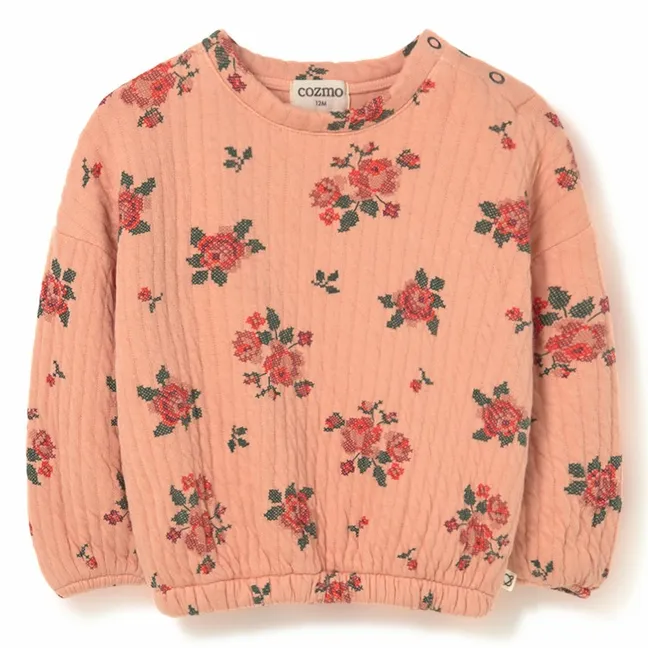Sweat Erin Fleurs Coton Bio | Rose pêche