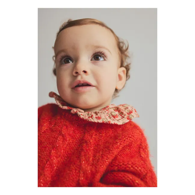 Blouse Col Volants Iris Fleurie | Rose pêche