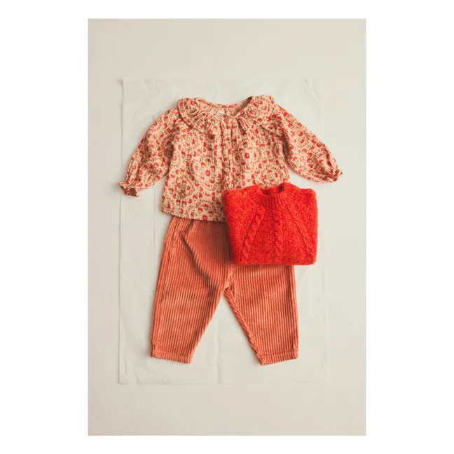 Blouse Col Volants Iris Fleurie | Rose pêche