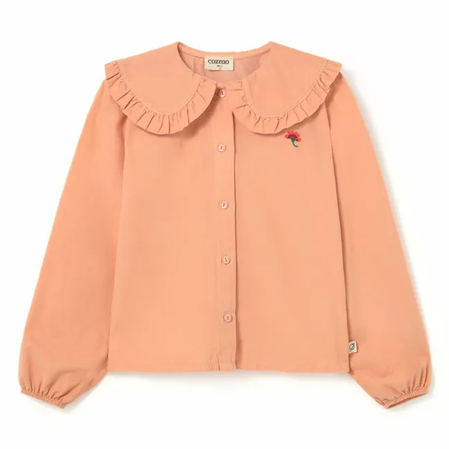 Blouse Col Claudine Fleur | Rose pêche