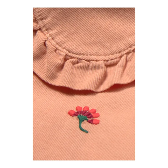Blusa con cuello Claudine de flores | Rosa Melocotón