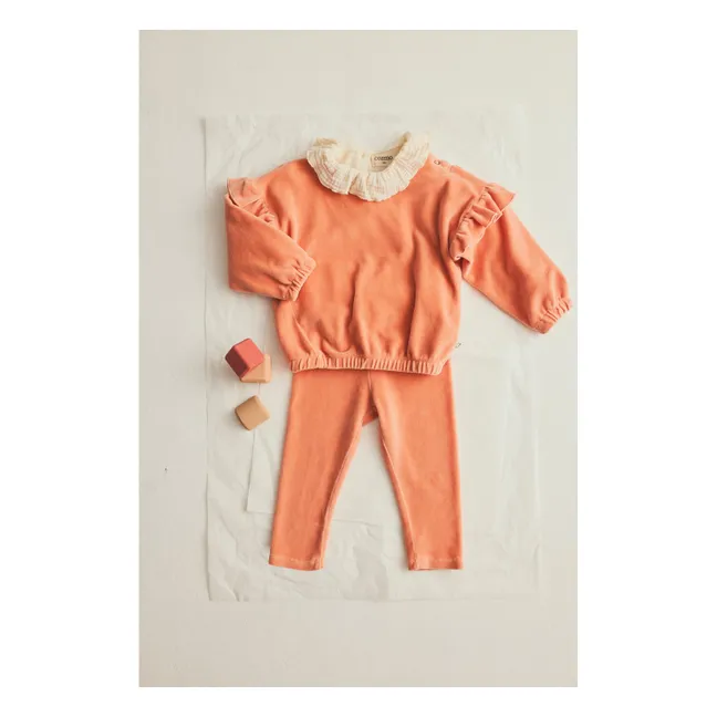 Legging Uni Velours Coton Bio | Rose pêche