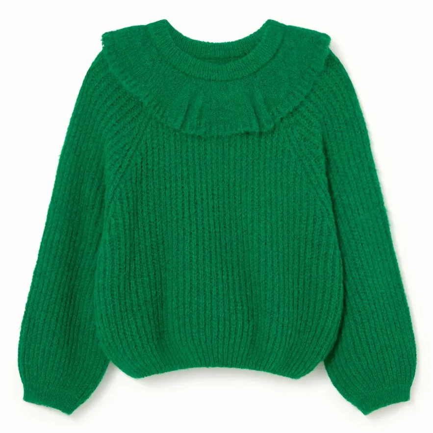 Pull Col Volants Lua | Vert prairie- Image produit n°0