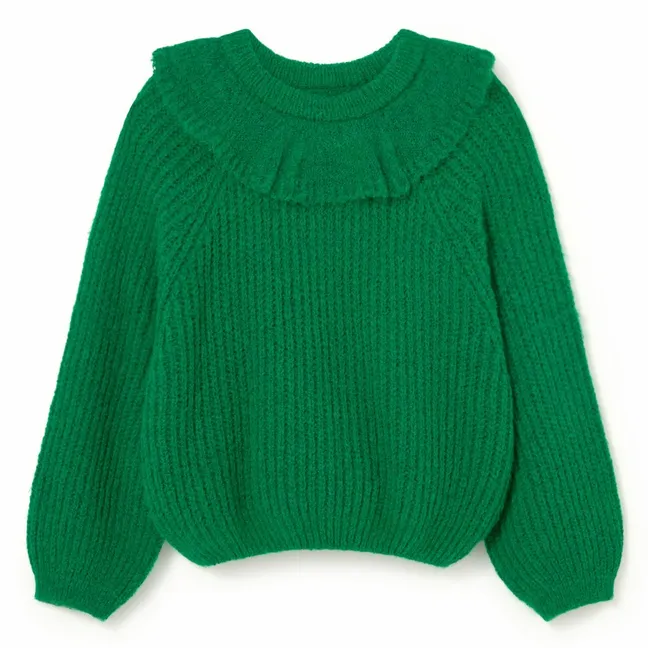 Lua Ruffled Neck Sweater | Meadow Green