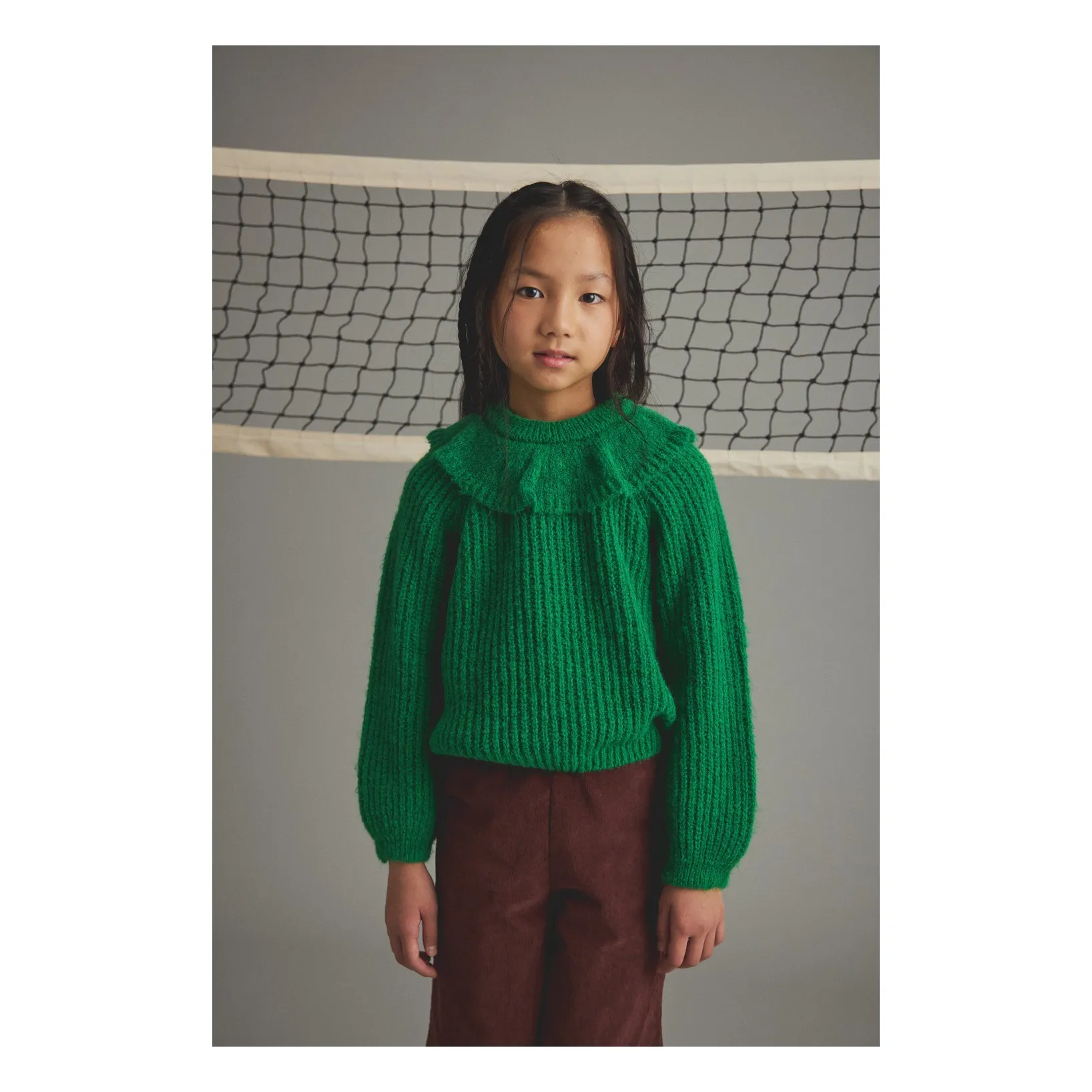 Pull Col Volants Lua | Vert prairie- Image produit n°1