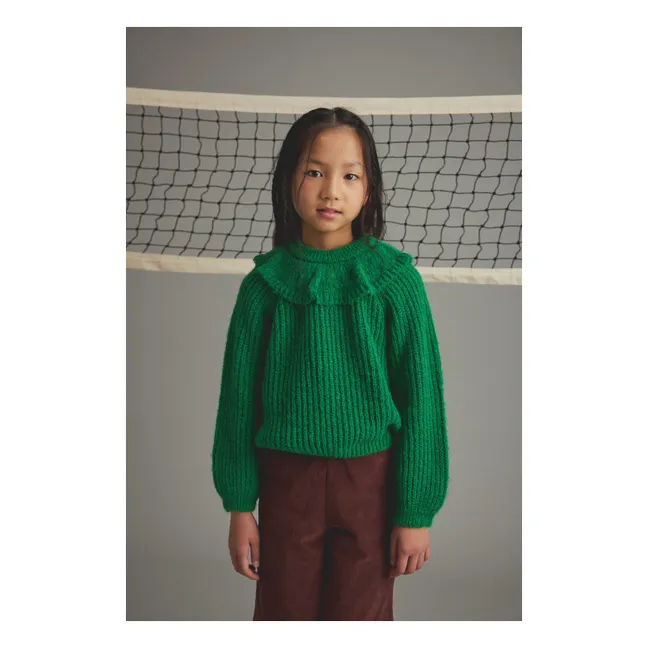 Lua Ruffled Neck Sweater | Meadow Green