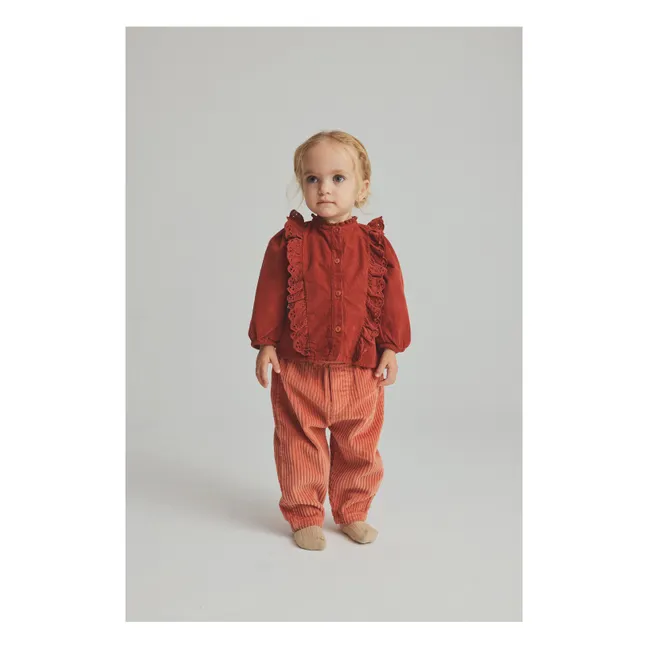 Pantalon Miki Velours Côtelé Coton Bio | Corail