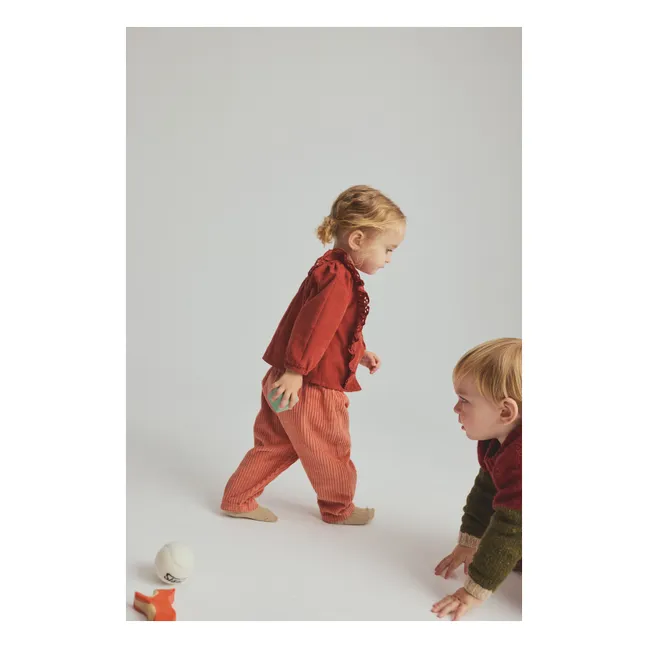 Pantalon Miki Velours Côtelé Coton Bio | Corail