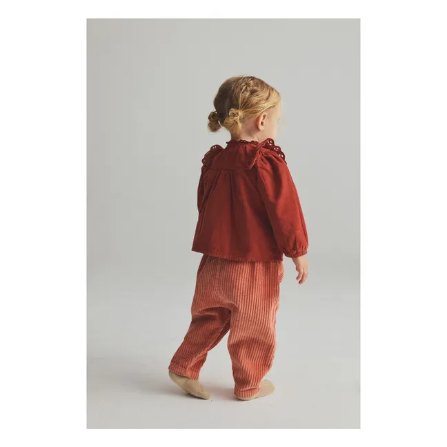 Pantalon Miki Velours Côtelé Coton Bio | Corail