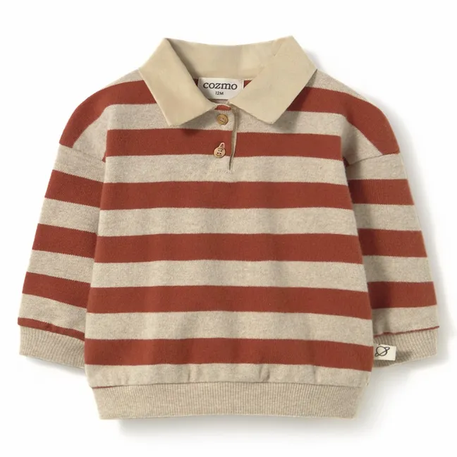 Pull Col Polo Palau Rayé | Beige
