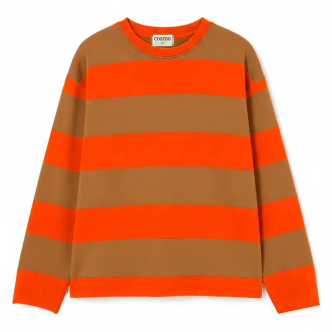 T-shirt Basic Rayé | Orange fluo