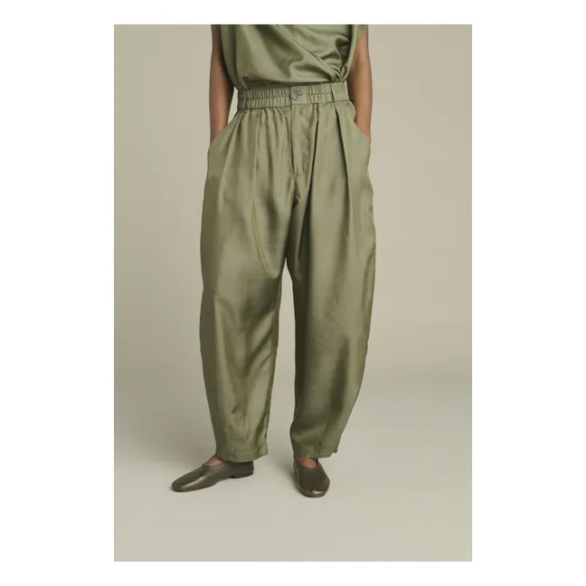 Pantalon Vernon Soie | Vert de gris