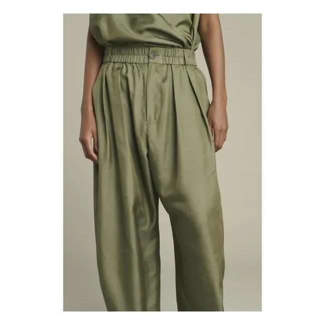 Pantalon Vernon Soie | Vert de gris