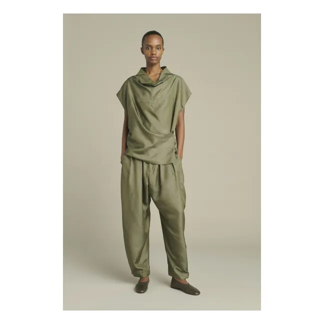 Pantalon Vernon Soie | Vert de gris